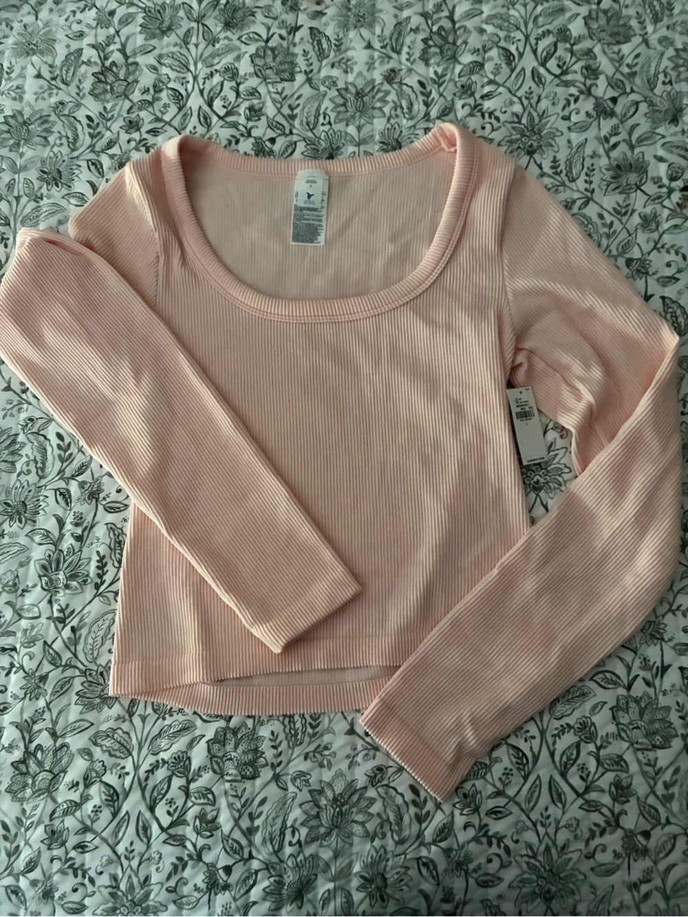 Old Navy Ballet  Pink Ribbed Long Sleeve Scoop Neck Top